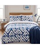 Parure housse de couette blanche et bleue - 140 x 200 cm