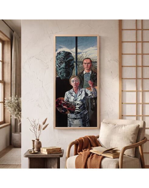 Tableau décoratif encadré en MDF multicolore - 50x120 cm