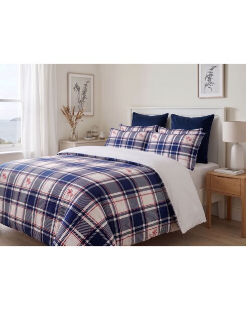Parure housse de couette Alizee bleu foncé et blanche - 260 x 220 cm