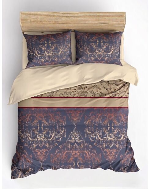Parure housse de couette Alizee bleu foncé et blanche - 260 x 220 cm