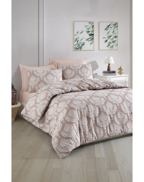 Parure housse de couette Post marron - 260 x 220 cm