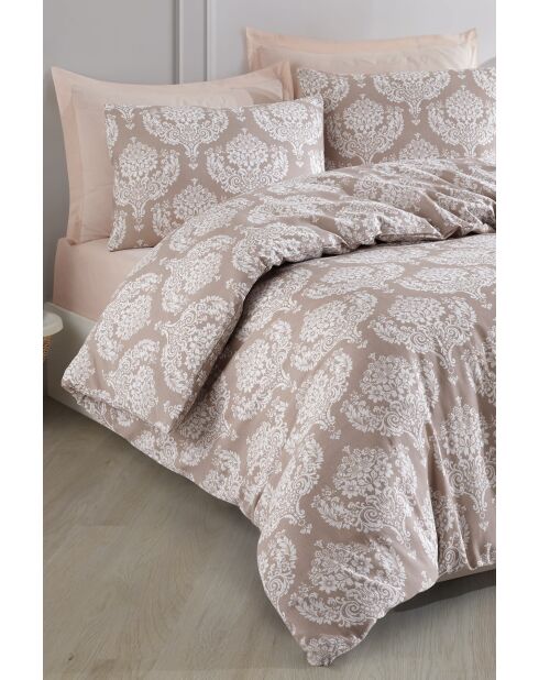 Parure housse de couette Post marron - 260 x 220 cm