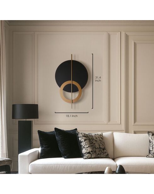 Wanddekoration aus Metall in Schwarz/Gold - 46x80 cm