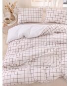 Parure housse de couette blanche et beige - 260 x 220 cm