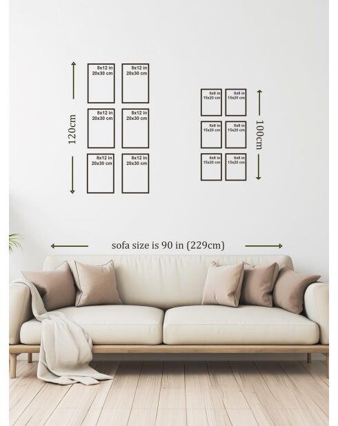 Set van 6 decoratieve schilderijen op veelkleurig canvas - 6x (20x30) cm