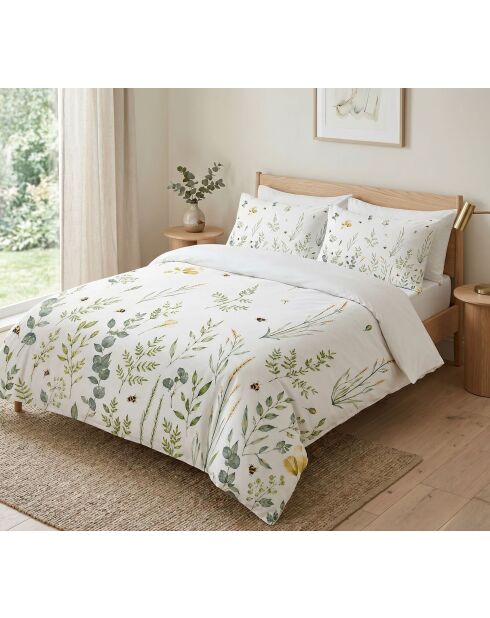 Parure housse de couette Gardenia blanc / jaune / vert - 260 x 220 cm