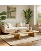 Table basse organique en bois de mindi Amy naturel - 147 x 66 x 28.5 cm
