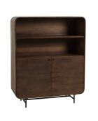 Enfilade haute 2 portes Alix design bois foncé et métal noir - 110 x 40 x 137.5 cm