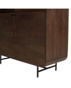 Enfilade haute 2 portes Alix design bois foncé et métal noir - 110 x 40 x 137.5 cm
