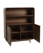 Enfilade haute 2 portes Alix design bois foncé et métal noir - 110 x 40 x 137.5 cm