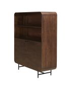 Enfilade haute 2 portes Alix design bois foncé et métal noir - 110 x 40 x 137.5 cm