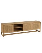 Meuble TV 3 portes 2 niches en bois de mindi Amy naturel - 180 x 40 x 51 cm