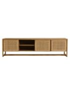 Meuble TV 3 portes 2 niches en bois de mindi Amy naturel - 180 x 40 x 51 cm