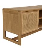 Meuble TV 3 portes 2 niches en bois de mindi Amy naturel - 180 x 40 x 51 cm