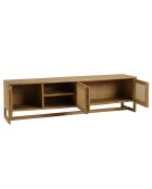 Meuble TV 3 portes 2 niches en bois de mindi Amy naturel - 180 x 40 x 51 cm
