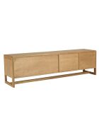 Meuble TV 3 portes 2 niches en bois de mindi Amy naturel - 180 x 40 x 51 cm