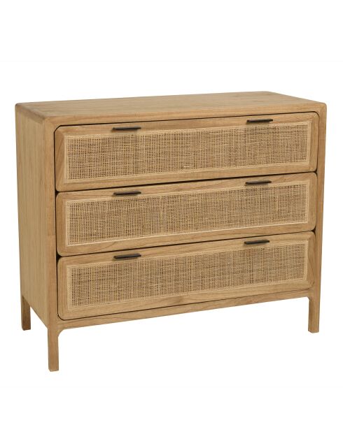 Commode 3 tiroirs en bois de mindi Amy naturel - 100 x 45 x 85.5 cm