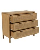 Commode 3 tiroirs en bois de mindi Amy naturel - 100 x 45 x 85.5 cm