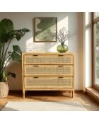 Commode 3 tiroirs en bois de mindi Amy naturel - 100 x 45 x 85.5 cm