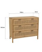 Commode 3 tiroirs en bois de mindi Amy naturel - 100 x 45 x 85.5 cm