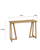 Console en bois de mindi pieds triangles Amy naturel - 110 x 40 x 76.5 cm