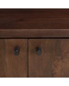 Meuble TV 4 portes Alix design bois foncé et métal noir - 150 x 50 x 50 cm