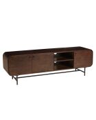 Meuble TV 3 portes Alix design bois foncé et métal noir - 170 x 40 x 53 cm