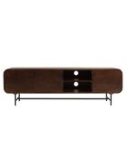 Meuble TV 3 portes Alix design bois foncé et métal noir - 170 x 40 x 53 cm