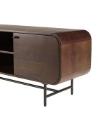 Meuble TV 3 portes Alix design bois foncé et métal noir - 170 x 40 x 53 cm