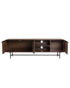 Meuble TV 3 portes Alix design bois foncé et métal noir - 170 x 40 x 53 cm