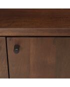 Buffet 4 portes Alix design bois foncé et métal noir - 180 x 45 x 75 cm