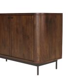 Buffet 4 portes Alix design bois foncé et métal noir - 180 x 45 x 75 cm