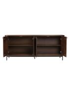 Buffet 4 portes Alix design bois foncé et métal noir - 180 x 45 x 75 cm