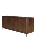 Buffet 4 portes Alix design bois foncé et métal noir - 180 x 45 x 75 cm