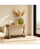 Console en bois de mindi pieds croisés Amy naturel - 110 x 40 x 76 cm