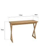 Console en bois de mindi pieds croisés Amy naturel - 110 x 40 x 76 cm