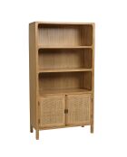 Bibliothèque 2 portes 3 étagères en bois de mindi Amy naturel - 97.5 x 40 x 180.5 cm