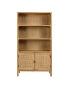 Bibliothèque 2 portes 3 étagères en bois de mindi Amy naturel - 97.5 x 40 x 180.5 cm