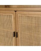 Bibliothèque 2 portes 3 étagères en bois de mindi Amy naturel - 97.5 x 40 x 180.5 cm