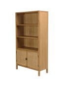Bibliothèque 2 portes 3 étagères en bois de mindi Amy naturel - 97.5 x 40 x 180.5 cm