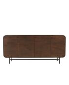 Buffet 4 portes Alix design bois foncé et métal noir - 170 x 40 x 80 cm