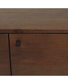 Buffet 4 portes Alix design bois foncé et métal noir - 170 x 40 x 80 cm
