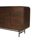Buffet 4 portes Alix design bois foncé et métal noir - 170 x 40 x 80 cm