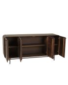 Buffet 4 portes Alix design bois foncé et métal noir - 170 x 40 x 80 cm
