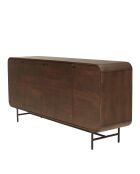 Buffet 4 portes Alix design bois foncé et métal noir - 170 x 40 x 80 cm