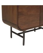 Bibliothèque 2 portes Alix design bois foncé et métal noir - 60 x 30 x 160 cm