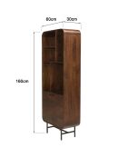 Bibliothèque 2 portes Alix design bois foncé et métal noir - 60 x 30 x 160 cm
