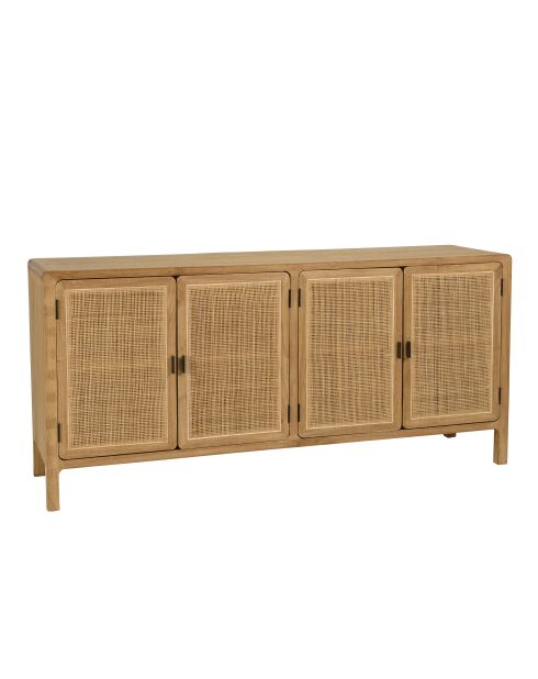 Buffet 4 portes en bois de mindi Amy naturel - 170 x 45 x 80 cm