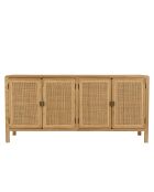 Buffet 4 portes en bois de mindi Amy naturel - 170 x 45 x 80 cm