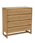 Cassettiera Amy Natural Mindi in legno con 4 cassetti, 90 x 41 x 93,5 cm